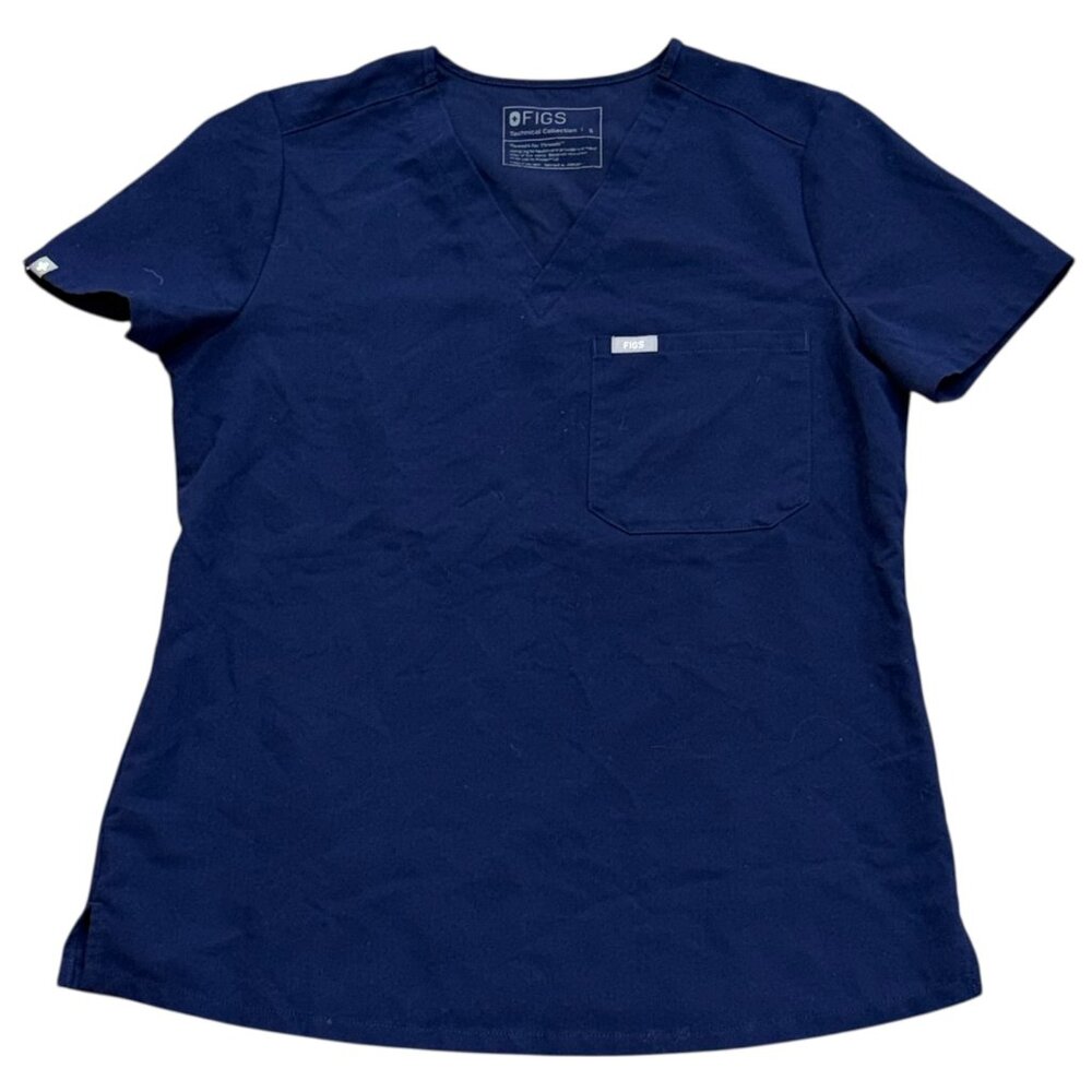 FIGS Catarina One Pocket Scrub Top Blue PO 1801 Small Nurse Healthcare Uniform